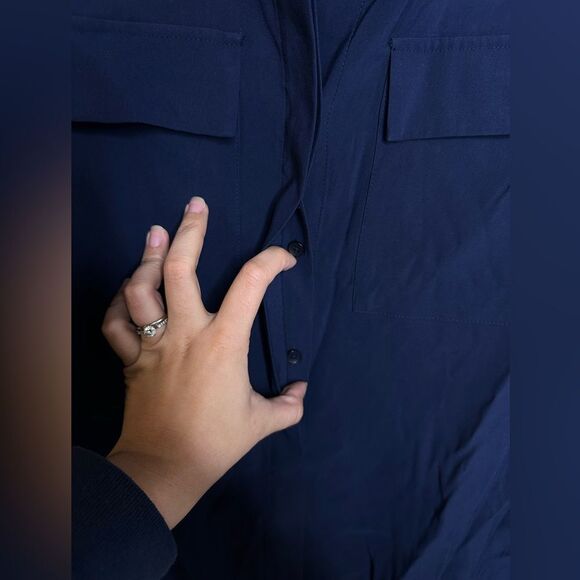 Good American Womens Hi-Low Point-Collar Button-Down Top Blue 1 US S - Picture 7 of 7